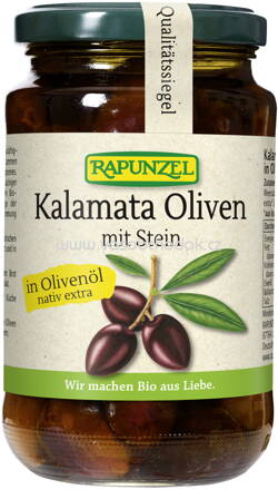 Rapunzel Oliven Kalamata violett, mit Stein in Olivenöl, 335g
