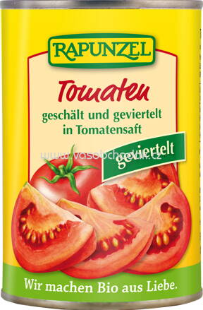 Rapunzel Tomaten geschält und geviertelt in der Dose, 400g