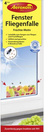 Aeroxon Fenster Fliegenfalle - Früchte, 4 St