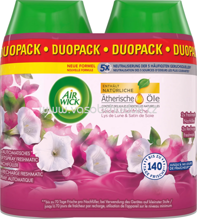 AirWick Lufterfrischer Freshmatic Seide & Lilienfrische Nachfüllpack, 2x250 ml, 2 St