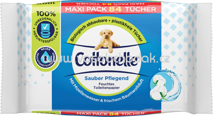 Cottonelle Feuchtes Toilettenpapier Sauber Pflegend, 2x42 St, 84 St