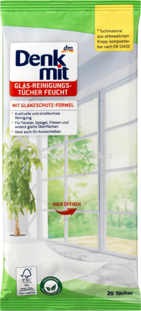 Denkmit Feuchte Reinigungstücher für Glas, 20 St