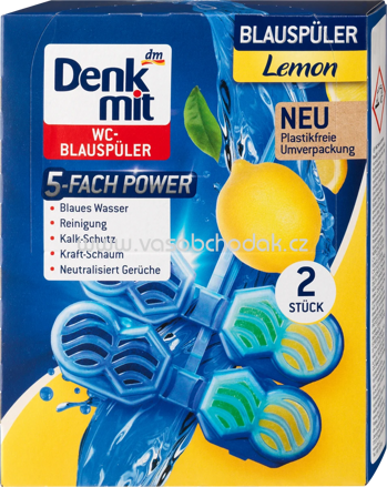 Denkmit WC-Reiniger Duftstein Blauspüler Lemon, 2 St