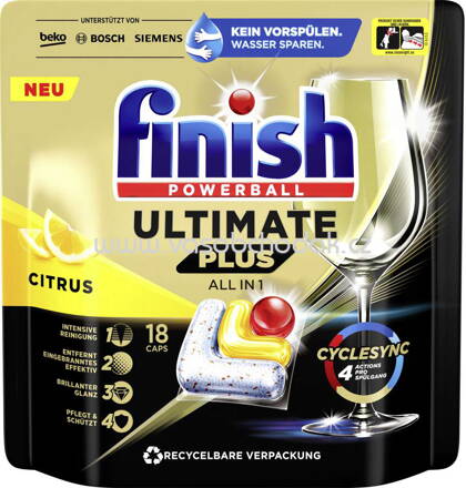 Finish Spülmaschinen Tabs Ultimate PLUS All in 1 Citrus, 18 - 72 St