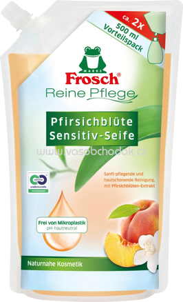 Frosch Flüssigseife Pfirsichblüte Nachfüllpack, 500 ml