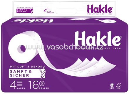 Hakle Toilettenpapier Sanft & Sicher, 4-lagig, 16 Rollen