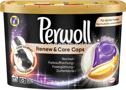 Perwoll Feinwaschmittel Caps Renew Schwarz, 16 Wl