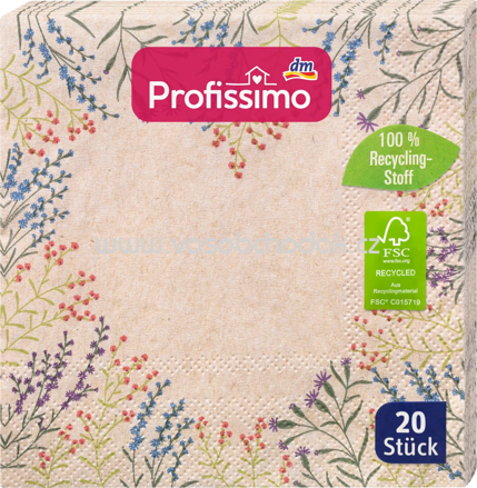 Profissimo Cocktailservietten Herz aus Recycling-Material, 25x25 cm, 20 St