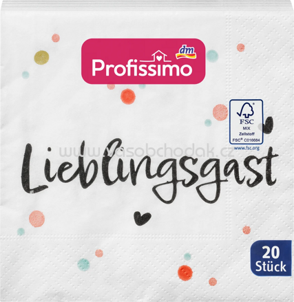 Profissimo Cocktailservietten Lieblingsgast, 25x25 cm, 20 St