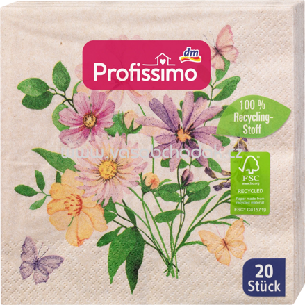 Profissimo Servietten Blumenstrauß aus Recycling-Material, 33x33 cm, 20 St