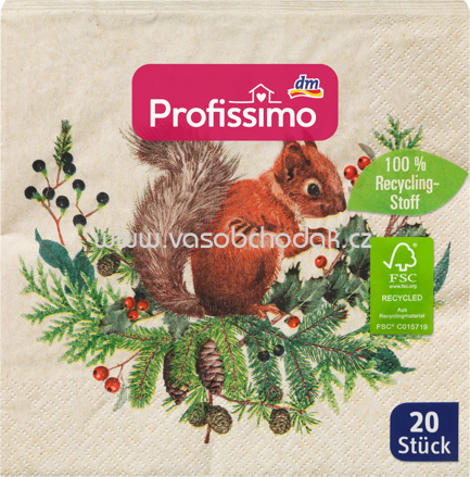 Profissimo Servietten Eichhörnchen aus Recycling-Material, 33x33 cm, 20 St