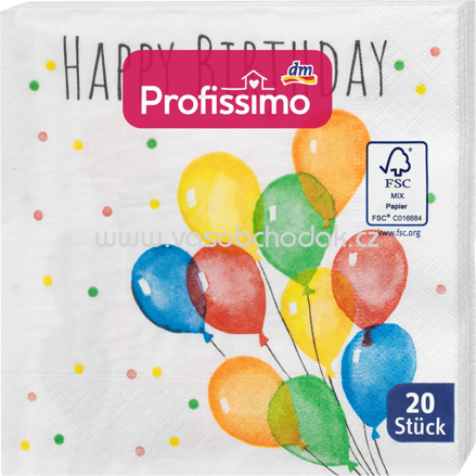 Profissimo Servietten Happy Birthday, 33x33 cm, 20 St