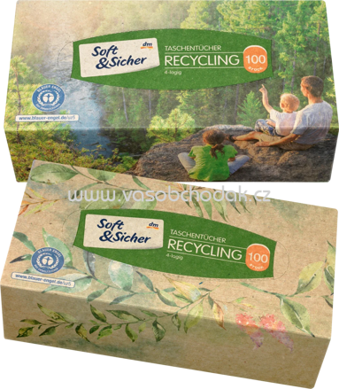 Soft&Sicher Taschentücher Box Recycling, 4-lagig, 100 St