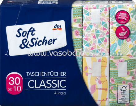 Soft&Sicher Taschentücher, 30x10 Stück, 300 St