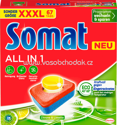 Somat Spülmaschinen Tabs All in 1 Zitrone & Limette, 67 St