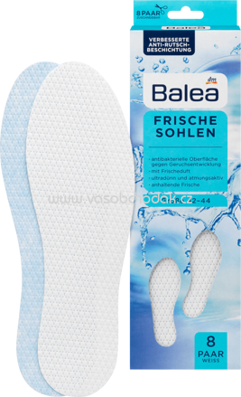 Balea Einlegesohlen Frische weiß, Größe 42-44 (8 Paar), 16 St