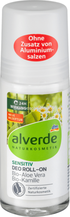 Alverde NATURKOSMETIK Deo Roll On Deodorant Sensitiv Aloe Vera, 50 ml