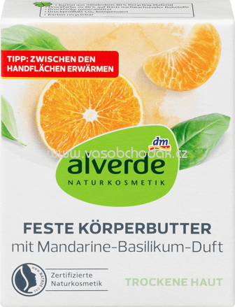 Alverde NATURKOSMETIK feste Körperbutter - Mandarine, Basilikum, 40g