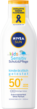 NIVEA SUN Sonnenmilch Kids, Schutz & Pflege sensitiv, LSF 50+, 200 ml