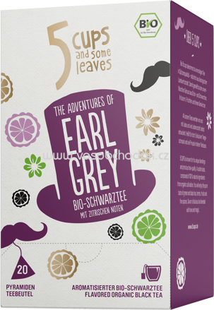 5 CUPS The Adventures of Earl Grey Bio Schwarztee, 20 Beutel
