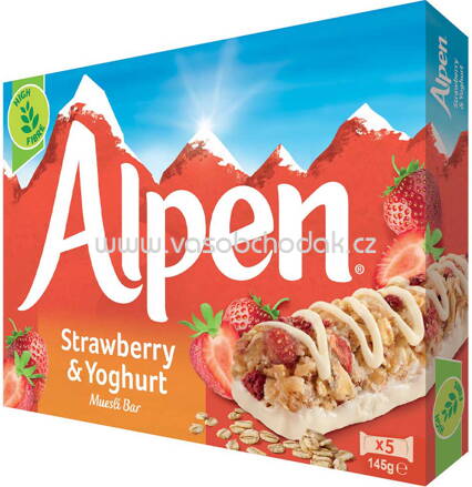 Alpen Riegel Strawberry & Yoghurt, 5 St, 145g