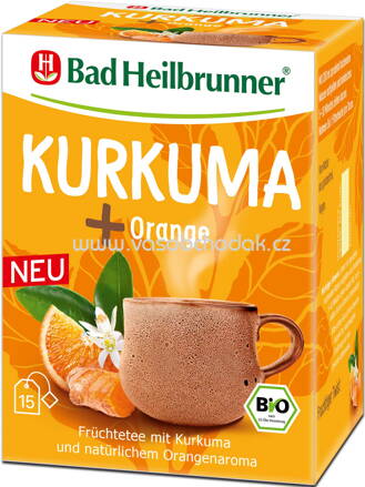 Bad Heilbrunner Früchtetee Kurkuma + Orange, 15 Beutel