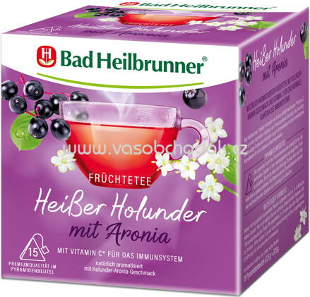 Bad Heilbrunner Früchtetee Heißer Holunder mit Aronia, 15 Beutel