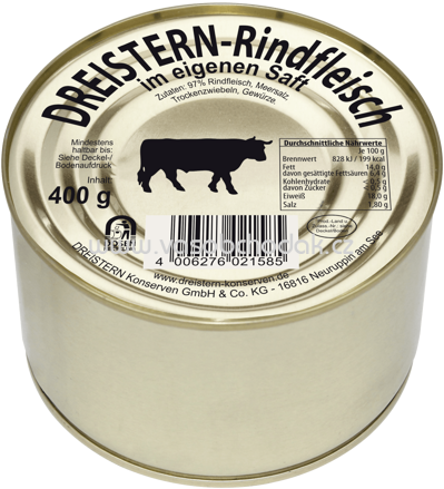 Dreistern Rindfleisch im eigenen Saft, 400g