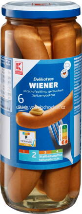 K-Classic Delikatess Wiener, glas, 6 St, 550g