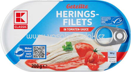 K-Classic Heringsfilets in Tomaten Sauce, 200g