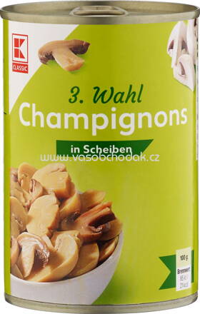 K-Classic 3. Wahl Champignons in Scheiben, 314 ml
