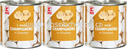 K-Classic 1. Wahl Champignons in Scheiben, 3x212 ml