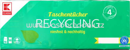 K-Classic Taschentücher Recycling, 4-lagig, 10x15 St