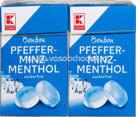 K-Classic Bonbon Pfefferminz Menthol, zuckerfrei, 2x44g
