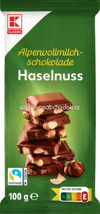 K-Classic Alpenvollmilch Schokolade Haselnuss, 100g