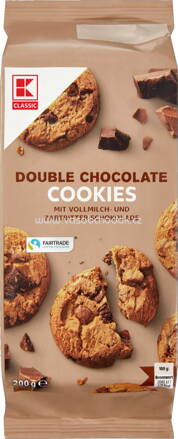 K-Classic Double Chocolate Cookies mit Vollmilch und Zartbitter Schokolade, 200g