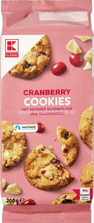 K-Classic Cranberry Cookies mit Weisser Schokolade und Cranberries, 200g
