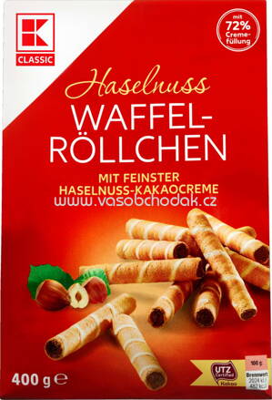 K-Classic Haselnuss Waffel Röllchen, 400g
