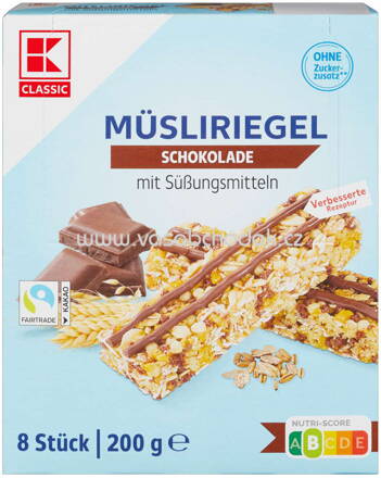 K-Classic Free Müsliriegel Schokolade, 8x25g, 200g