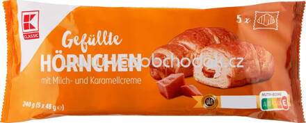 K-Classic Gefüllte Hörnchen mit Milch und Karamellcreme, 5 St, 240g