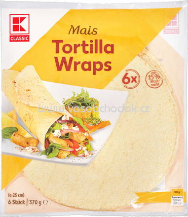 K-Classic Mais Tortilla Wraps, 6 St, 370g