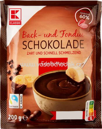 K-Classic Edelbitter Back- und Fondue-Schokolade, 200g