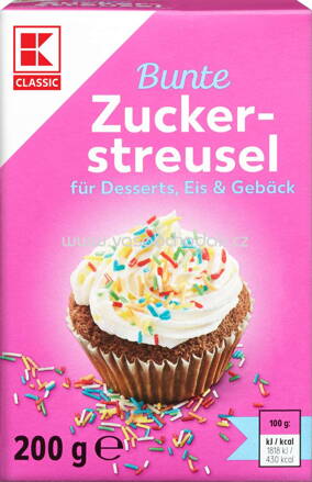 K-Classic Bunte Zuckerstreusel für Dessert, Eis, Gebäck, 200g