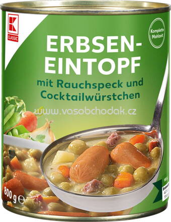 K-Classic Erbsen Eintopf mit Rauchspeck und Cocktailwürstchen, 800g