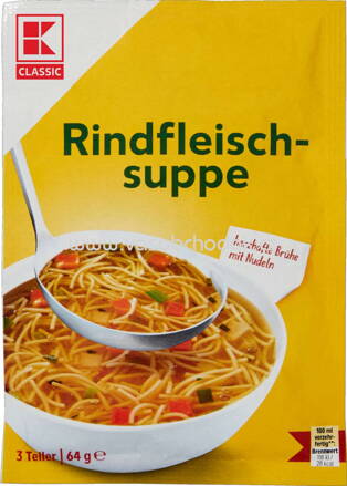 K-Classic Rindfleischsuppe, 3 Portionen, 64g