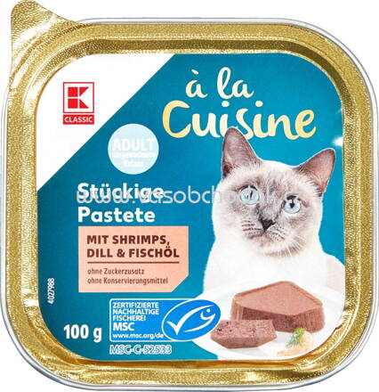 K-Classic ala Cuisine Stückige Pastete mit Shrimps, Dill & Fischöl, 100g