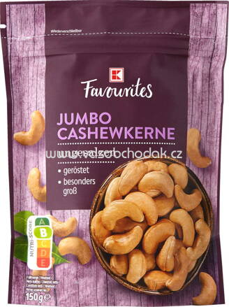 K-Favourites Jumbo Cashewkerne, ungesalzen, 150g