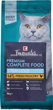 K-Favourites Premium Complete Food Stefilized 14% Frischgeflügel, Adult, 750g