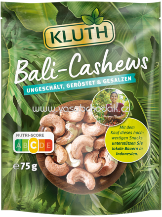 Kluth Bali Cashews, geröstet & gesalzen, 75g