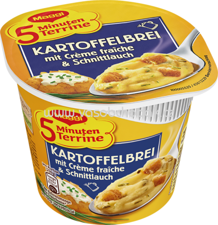 Maggi 5 Minuten Terrine Kartoffelbrei mit Crème fraîche & Schnittlauch, Becher, 1 St